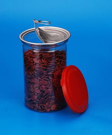 Clear PET Storage Jar , Sealable Aluminum Lid Plastic Airtight Storage Jars